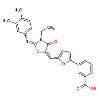 3-(5-{[(2E,5E)-2-[(3,4-dimethylphenyl)imino]-3-ethyl-4-oxo-1,3-thiazolidin-5-ylidene]methyl}furan-2-yl)benzoic acid