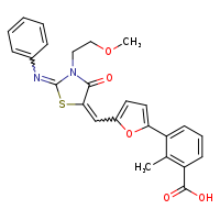 3-(5-{[(2E,5E)-3-(2-methoxyethyl)-4-oxo-2-(phenylimino)-1,3-thiazolidin-5-ylidene]methyl}furan-2-yl)-2-methylbenzoic acid