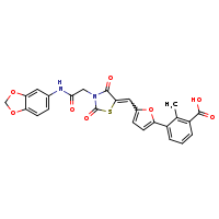 3-(5-{[(5E)-3-{[(2H-1,3-benzodioxol-5-yl)carbamoyl]methyl}-2,4-dioxo-1,3-thiazolidin-5-ylidene]methyl}furan-2-yl)-2-methylbenzoic acid