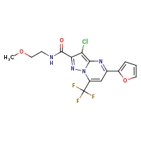 3-chloro-5-(furan-2-yl)-N-(2-methoxyethyl)-7-(trifluoromethyl)pyrazolo[1,5-a]pyrimidine-2-carboxamide