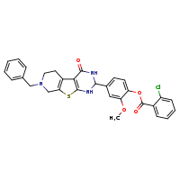 4-{11-benzyl-3-oxo-8-thia-4,6,11-triazatricyclo[7.4.0.0²,?]trideca-1(9),2(7)-dien-5-yl}-2-methoxyphenyl 2-chlorobenzoate