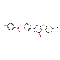 4-{11-methyl-3-oxo-8-thia-4,6-diazatricyclo[7.4.0.0²,?]trideca-1(9),2(7)-dien-5-yl}phenyl 4-methylbenzoate