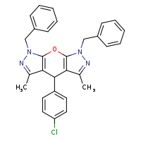 4,12-dibenzyl-8-(4-chlorophenyl)-6,10-dimethyl-2-oxa-4,5,11,12-tetraazatricyclo[7.3.0.0³,?]dodeca-1(9),3(7),5,10-tetraene