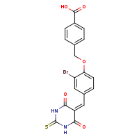 4-{2-bromo-4-[(4,6-dioxo-2-sulfanylidene-1,3-diazinan-5-ylidene)methyl]phenoxymethyl}benzoic acid