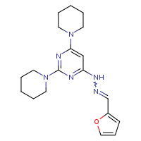 4-[(2E)-2-(furan-2-ylmethylidene)hydrazin-1-yl]-2,6-bis(piperidin-1-yl)pyrimidine