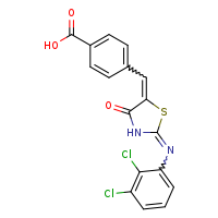 4-{[(2E,5E)-2-[(2,3-dichlorophenyl)imino]-4-oxo-1,3-thiazolidin-5-ylidene]methyl}benzoic acid