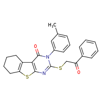 4-(3-methylphenyl)-5-[(2-oxo-2-phenylethyl)sulfanyl]-8-thia-4,6-diazatricyclo[7.4.0.0²,?]trideca-1(9),2(7),5-trien-3-one