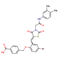 4-(4-bromo-2-{[(5E)-3-{[(3,4-dimethylphenyl)carbamoyl]methyl}-2,4-dioxo-1,3-thiazolidin-5-ylidene]methyl}phenoxymethyl)benzoic acid