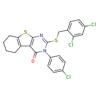 4-(4-chlorophenyl)-5-{[(2,4-dichlorophenyl)methyl]sulfanyl}-8-thia-4,6-diazatricyclo[7.4.0.0²,?]trideca-1(9),2(7),5-trien-3-one