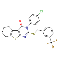4-(4-chlorophenyl)-5-({[3-(trifluoromethyl)phenyl]methyl}sulfanyl)-8-thia-4,6-diazatricyclo[7.4.0.0²,?]trideca-1(9),2(7),5-trien-3-one