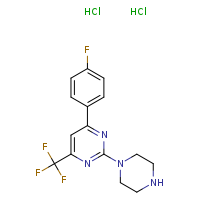 4-(4-fluorophenyl)-2-(piperazin-1-yl)-6-(trifluoromethyl)pyrimidine dihydrochloride