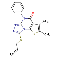 4,5-dimethyl-8-phenyl-12-(prop-2-en-1-ylsulfanyl)-3-thia-1,8,10,11-tetraazatricyclo[7.3.0.0²,?]dodeca-2(6),4,9,11-tetraen-7-one