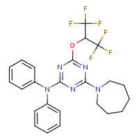 4-(azepan-1-yl)-6-[(1,1,1,3,3,3-hexafluoropropan-2-yl)oxy]-N,N-diphenyl-1,3,5-triazin-2-amine