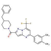 4-benzyl-1-[5-(3,4-dimethylphenyl)-7-(trifluoromethyl)pyrazolo[1,5-a]pyrimidine-2-carbonyl]piperidine