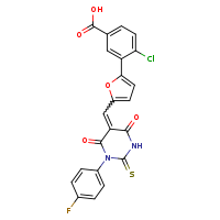 4-chloro-3-(5-{[(5Z)-1-(4-fluorophenyl)-4,6-dioxo-2-sulfanylidene-1,3-diazinan-5-ylidene]methyl}furan-2-yl)benzoic acid