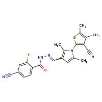 4-cyano-N'-[(E)-[1-(3-cyano-4,5-dimethylthiophen-2-yl)-2,5-dimethylpyrrol-3-yl]methylidene]-2-fluorobenzohydrazide