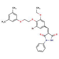 (4E)-4-({3-bromo-4-[2-(3,5-dimethylphenoxy)ethoxy]-5-ethoxyphenyl}methylidene)-1-phenylpyrazolidine-3,5-dione