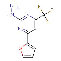 4-(furan-2-yl)-2-hydrazinyl-6-(trifluoromethyl)pyrimidine