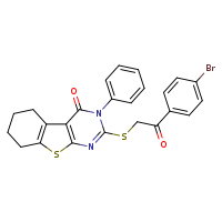 5-{[2-(4-bromophenyl)-2-oxoethyl]sulfanyl}-4-phenyl-8-thia-4,6-diazatricyclo[7.4.0.0²,?]trideca-1(9),2(7),5-trien-3-one