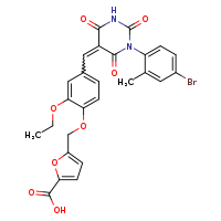5-(4-{[(5E)-1-(4-bromo-2-methylphenyl)-2,4,6-trioxo-1,3-diazinan-5-ylidene]methyl}-2-ethoxyphenoxymethyl)furan-2-carboxylic acid