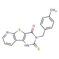 5-[(4-methylphenyl)methyl]-4-sulfanylidene-8-thia-3,5,10-triazatricyclo[7.4.0.0²,?]trideca-1(9),2(7),10,12-tetraen-6-one