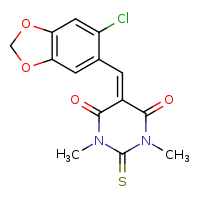 5-[(6-chloro-2H-1,3-benzodioxol-5-yl)methylidene]-1,3-dimethyl-2-sulfanylidene-1,3-diazinane-4,6-dione