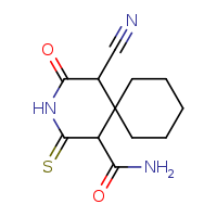 5-cyano-4-oxo-2-sulfanylidene-3-azaspiro[5.5]undecane-1-carboxamide