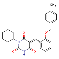 (5E)-1-cyclohexyl-5-({2-[(4-methylphenyl)methoxy]phenyl}methylidene)-1,3-diazinane-2,4,6-trione