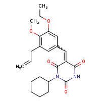 (5E)-1-cyclohexyl-5-{[3-ethoxy-4-methoxy-5-(prop-2-en-1-yl)phenyl]methylidene}-1,3-diazinane-2,4,6-trione