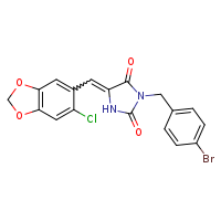 (5E)-3-[(4-bromophenyl)methyl]-5-[(6-chloro-2H-1,3-benzodioxol-5-yl)methylidene]imidazolidine-2,4-dione