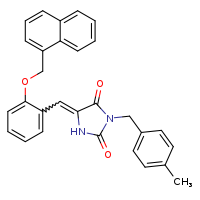 (5E)-3-[(4-methylphenyl)methyl]-5-{[2-(naphthalen-1-ylmethoxy)phenyl]methylidene}imidazolidine-2,4-dione