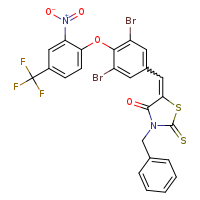 (5E)-3-benzyl-5-({3,5-dibromo-4-[2-nitro-4-(trifluoromethyl)phenoxy]phenyl}methylidene)-2-sulfanylidene-1,3-thiazolidin-4-one