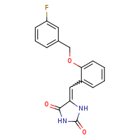 (5E)-5-({2-[(3-fluorophenyl)methoxy]phenyl}methylidene)imidazolidine-2,4-dione