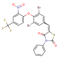 (5E)-5-({3,5-dibromo-4-[2-nitro-4-(trifluoromethyl)phenoxy]phenyl}methylidene)-3-phenyl-1,3-thiazolidine-2,4-dione