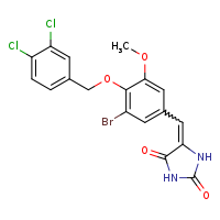 (5E)-5-({3-bromo-4-[(3,4-dichlorophenyl)methoxy]-5-methoxyphenyl}methylidene)imidazolidine-2,4-dione