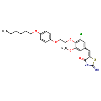 (5E)-5-[(3-chloro-4-{2-[4-(hexyloxy)phenoxy]ethoxy}-5-methoxyphenyl)methylidene]-2-imino-1,3-thiazolidin-4-one