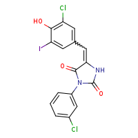 (5E)-5-[(3-chloro-4-hydroxy-5-iodophenyl)methylidene]-3-(3-chlorophenyl)imidazolidine-2,4-dione