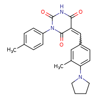 (5E)-5-{[3-methyl-4-(pyrrolidin-1-yl)phenyl]methylidene}-1-(4-methylphenyl)-1,3-diazinane-2,4,6-trione