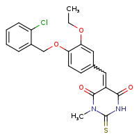 (5E)-5-({4-[(2-chlorophenyl)methoxy]-3-ethoxyphenyl}methylidene)-1-methyl-2-sulfanylidene-1,3-diazinane-4,6-dione