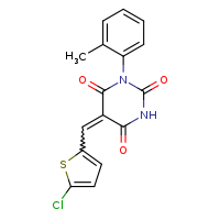 (5E)-5-[(5-chlorothiophen-2-yl)methylidene]-1-(2-methylphenyl)-1,3-diazinane-2,4,6-trione