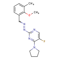 5-fluoro-2-{2-[(2-methoxy-3-methylphenyl)methyl]diazen-1-yl}-4-(pyrrolidin-1-yl)pyrimidine