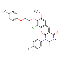 (5Z)-1-(4-bromophenyl)-5-({3-chloro-5-methoxy-4-[2-(4-methylphenoxy)ethoxy]phenyl}methylidene)-1,3-diazinane-2,4,6-trione