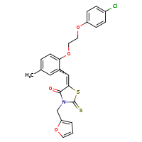 (5Z)-5-({2-[2-(4-chlorophenoxy)ethoxy]-5-methylphenyl}methylidene)-3-(furan-2-ylmethyl)-2-sulfanylidene-1,3-thiazolidin-4-one