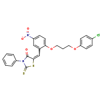 (5Z)-5-({2-[3-(4-chlorophenoxy)propoxy]-5-nitrophenyl}methylidene)-3-phenyl-2-sulfanylidene-1,3-thiazolidin-4-one