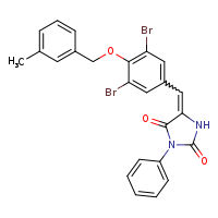 (5Z)-5-({3,5-dibromo-4-[(3-methylphenyl)methoxy]phenyl}methylidene)-3-phenylimidazolidine-2,4-dione
