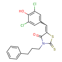 (5Z)-5-[(3,5-dichloro-4-hydroxyphenyl)methylidene]-3-(3-phenylpropyl)-2-sulfanylidene-1,3-thiazolidin-4-one