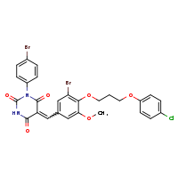 (5Z)-5-({3-bromo-4-[3-(4-chlorophenoxy)propoxy]-5-methoxyphenyl}methylidene)-1-(4-bromophenyl)-1,3-diazinane-2,4,6-trione