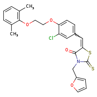 (5Z)-5-({3-chloro-4-[2-(2,6-dimethylphenoxy)ethoxy]phenyl}methylidene)-3-(furan-2-ylmethyl)-2-sulfanylidene-1,3-thiazolidin-4-one