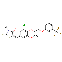 (5Z)-5-[(3-chloro-5-methoxy-4-{2-[3-(trifluoromethyl)phenoxy]ethoxy}phenyl)methylidene]-3-methyl-2-sulfanylidene-1,3-thiazolidin-4-one