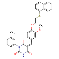 (5Z)-5-({3-methoxy-4-[2-(naphthalen-1-ylsulfanyl)ethoxy]phenyl}methylidene)-1-(3-methylphenyl)-1,3-diazinane-2,4,6-trione